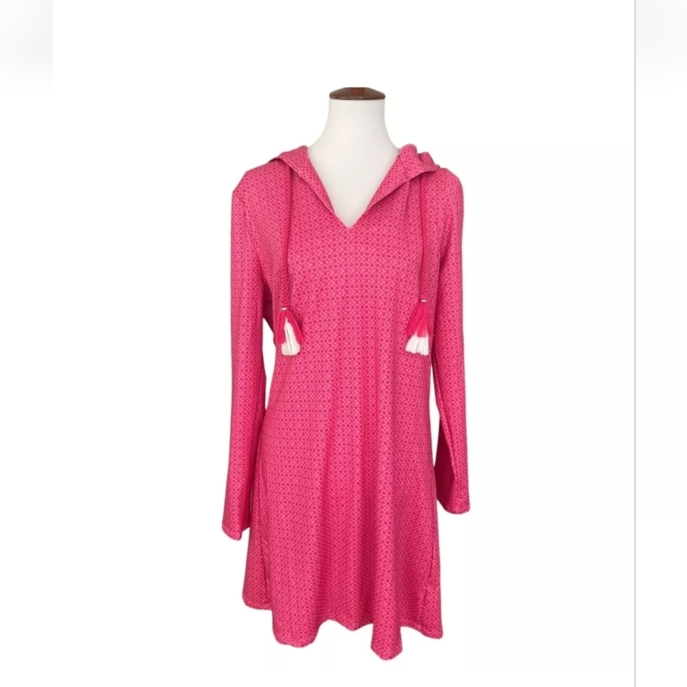 Cabana Life UPF 50+ Pink Hooded Beach Coverup Dress Sun Protection Size Large